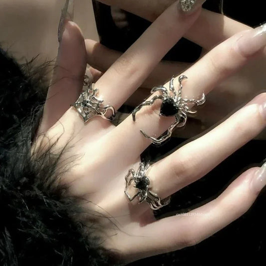 Black Heart Spider Web Rings | Kosmos Secret Chamber