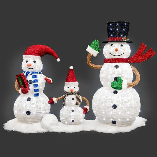 Set Of 3 Christmas Snowmen With Lighting | Kosmos Seasons