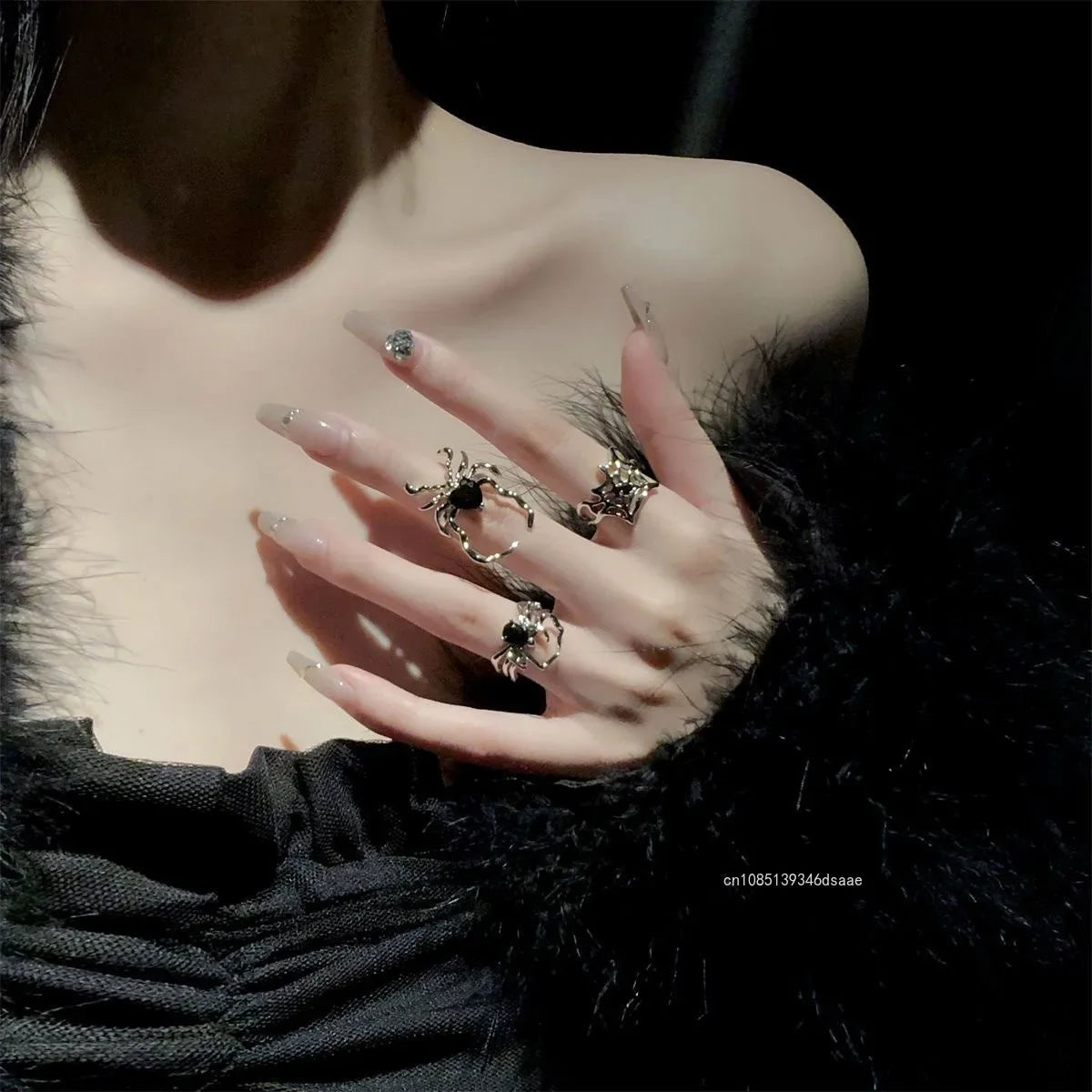 Black Heart Spider Web Rings | Kosmos Secret Chamber